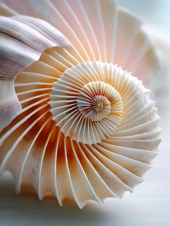 scallop shell fan geometry close up photograph -