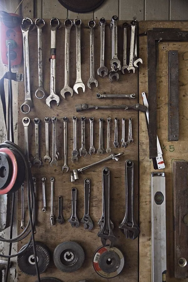 modernist metal workshop tools photograph -