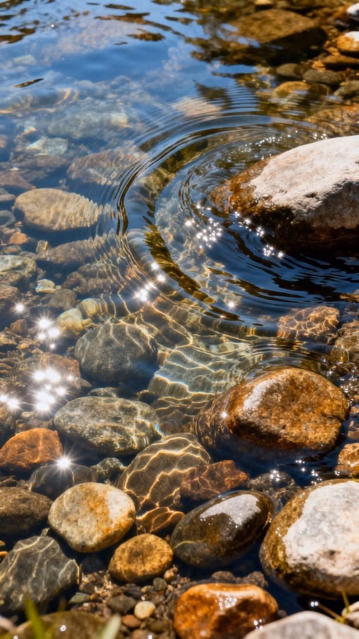 clear flowing stream stones close up photograph -