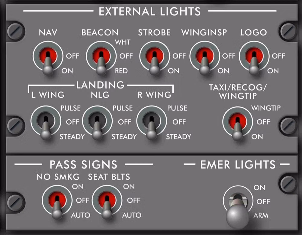 aviation toggle switches panel close up - 