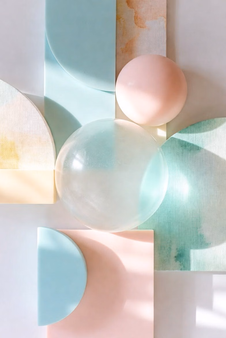 pastel soft foam geometric shapes photograph -