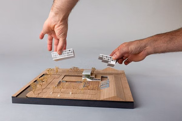 white architectural scale model studio photograph - Scale 1/500 #architecture #maquette #rotterdam #modelmaking #DP6