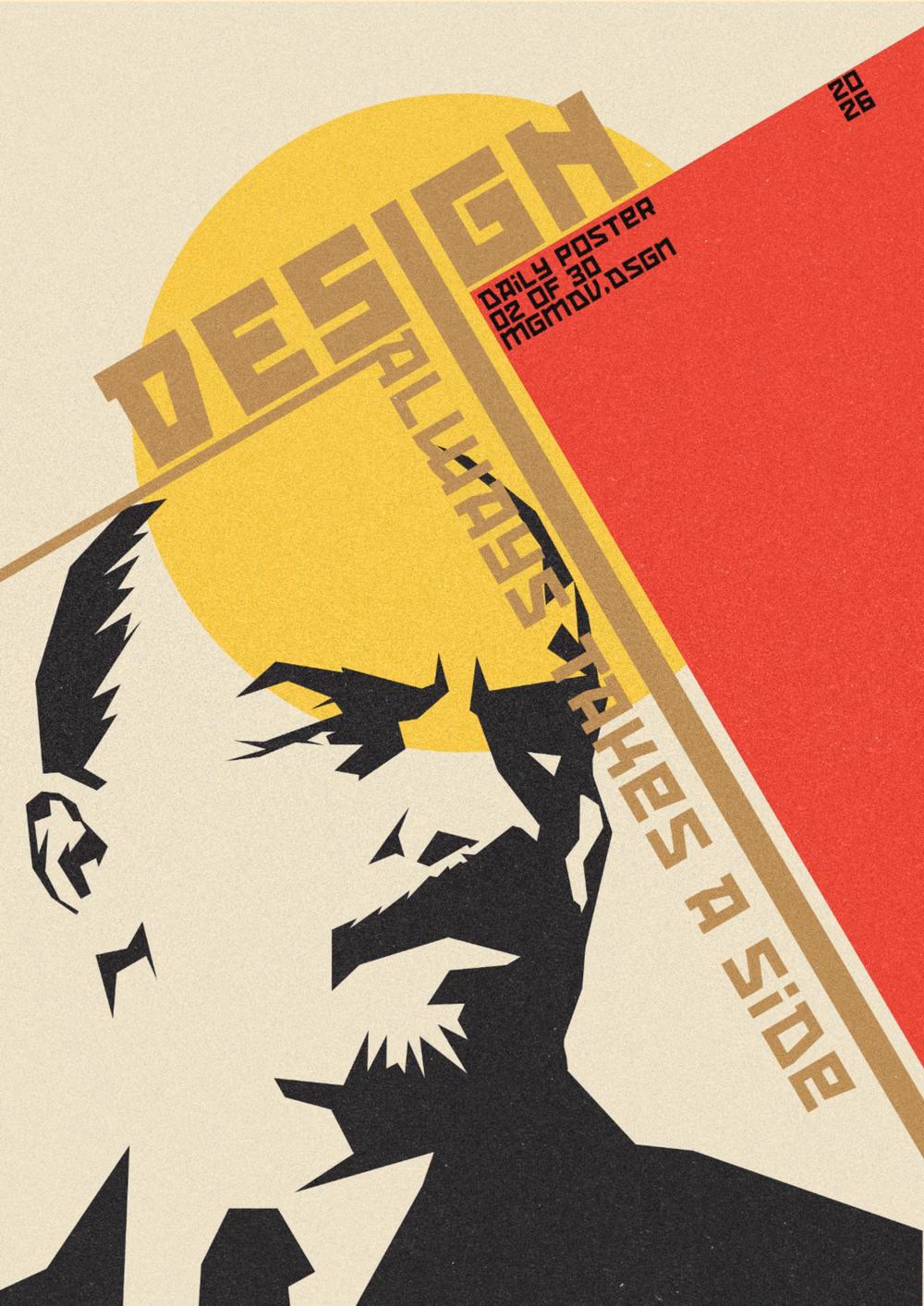 Constructivism aesthetic - This piece is inspired by Russian Constructivism, a movement that used bold shapes, strong diagonals and powerful typography to communicate ideas to the masses. Constructivist posters were energetic and ideological, designed to influence society and express movement and power.