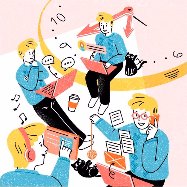 Corporate Memphis aesthetic - Multitasking concept | Free Vector #Freepik #freevector