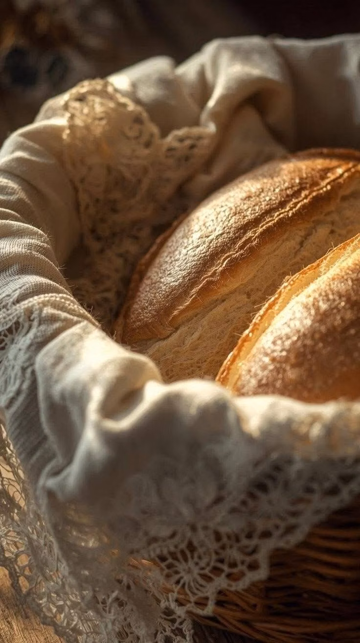 rustic sourdough bread linen table photograph -