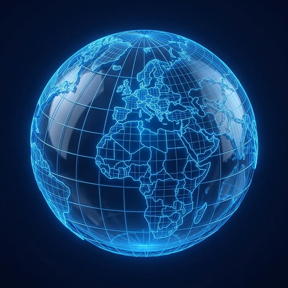 wireframe globe computer visualization - Explore the beauty of a wireframe globe illustration, showcasing intricate details and a vibrant blue glow. Perfect for tech enthusiasts and digital art lovers, this artwork highlights continents with precision against a sleek black background. Use it as inspiration for your next project! #DigitalArt #Wireframe #Globe #3DArt #Illustration #TechArt #ArtLovers #ModernDesign. This image can be edited with AI assistant, try it on our site. No designer skills needed.