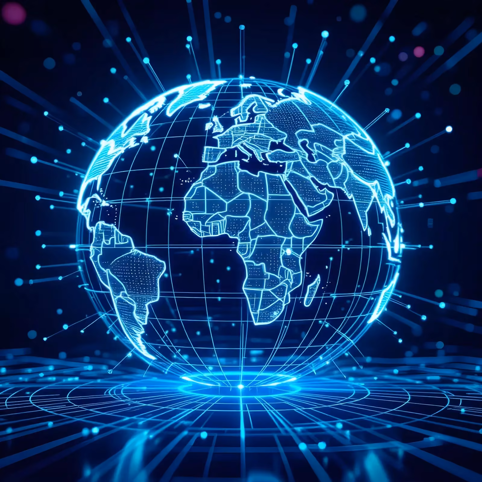 wireframe globe computer visualization -