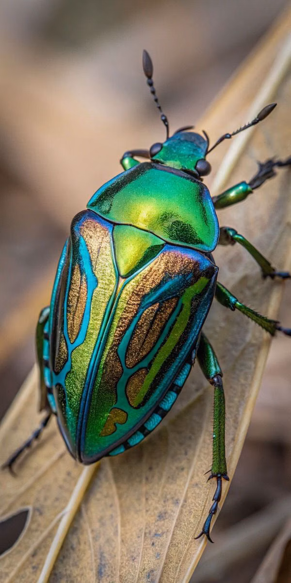 metallic beetle macro photograph -