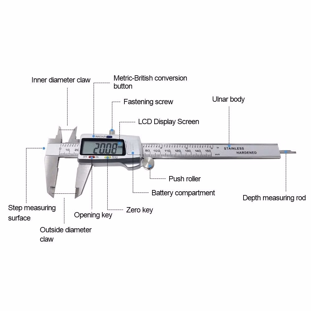 digital calipers precision measurement photograph - Features: Pure Stainless Steel Two way measurement, internal and