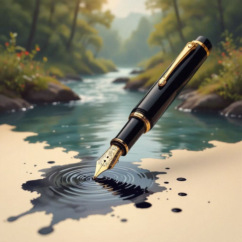 black fountain pen ink manuscript photograph - Created on NightCafe