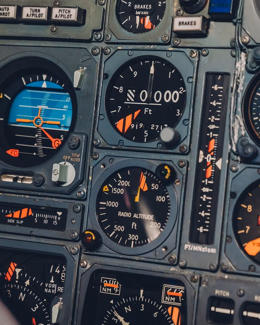 aircraft cockpit instrument panel close up photograph - 