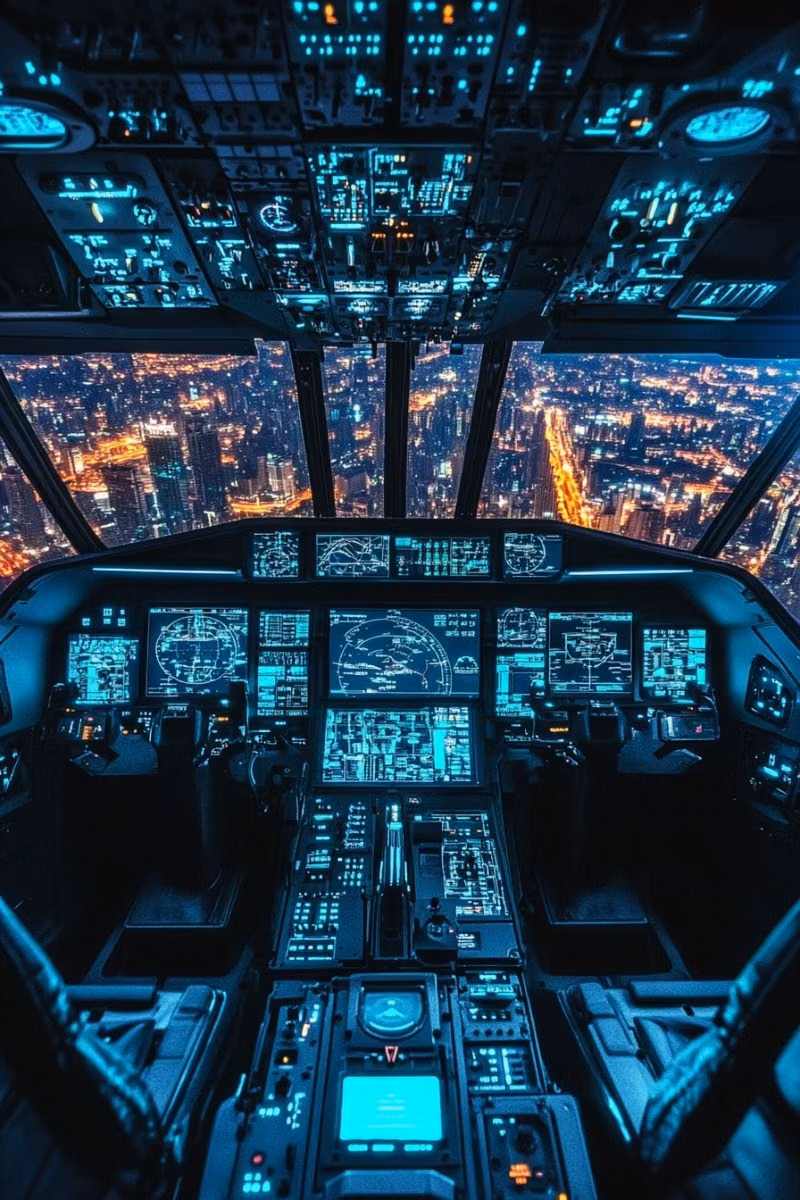aircraft cockpit instrument panel close up photograph -