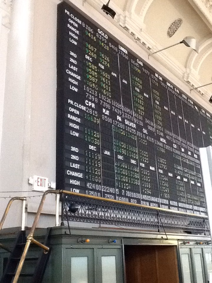 stock exchange information board photograph - The old stock quotes and catwalk.
