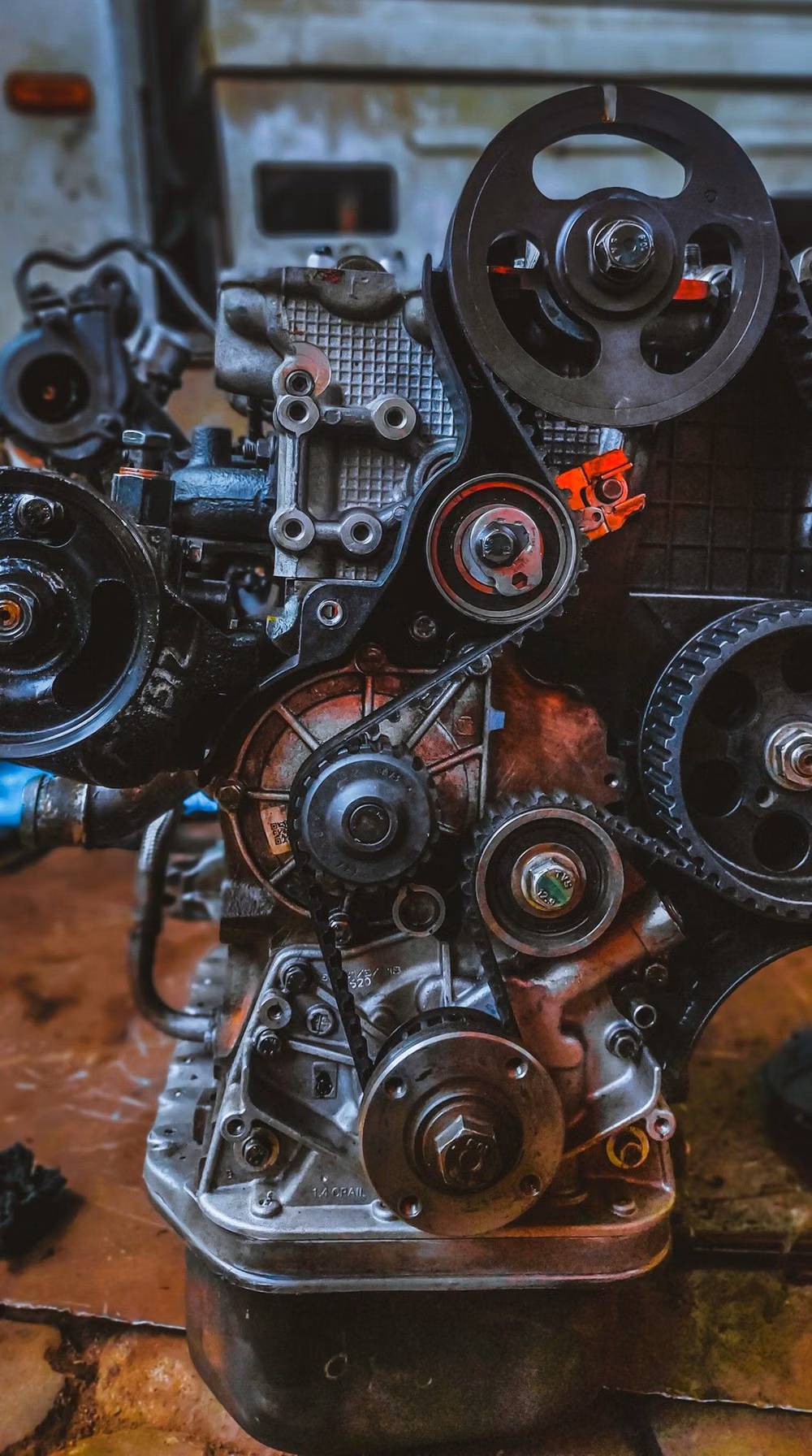 vintage diesel engine machinery photograph -