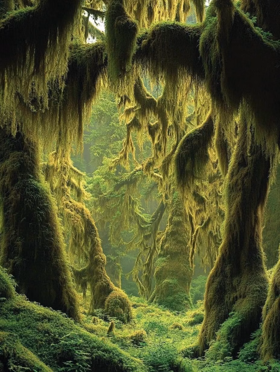 ancient moss covered forest photograph -