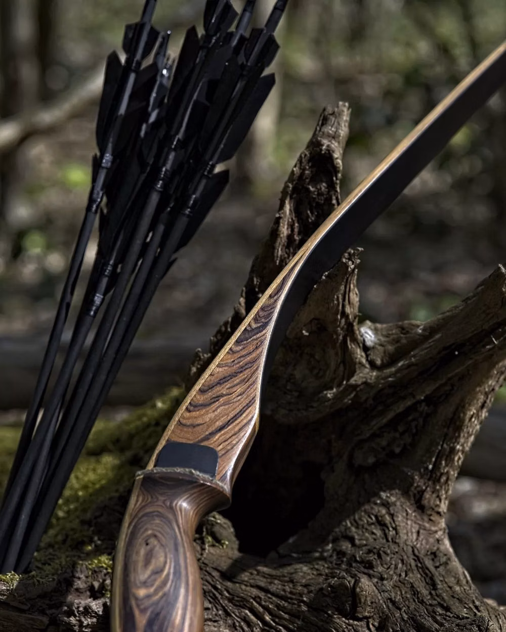 handcrafted wooden longbow detail photograph -