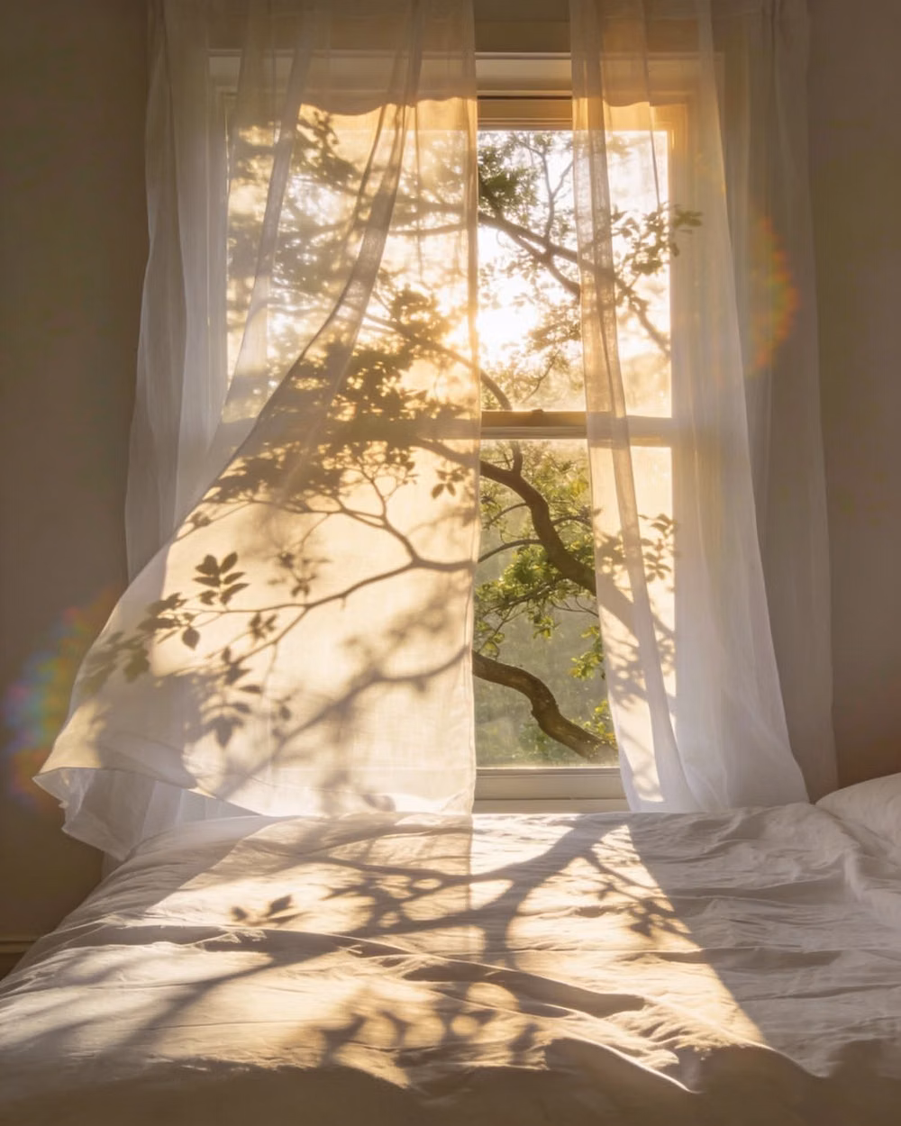 soft window light through sheer material photograph -