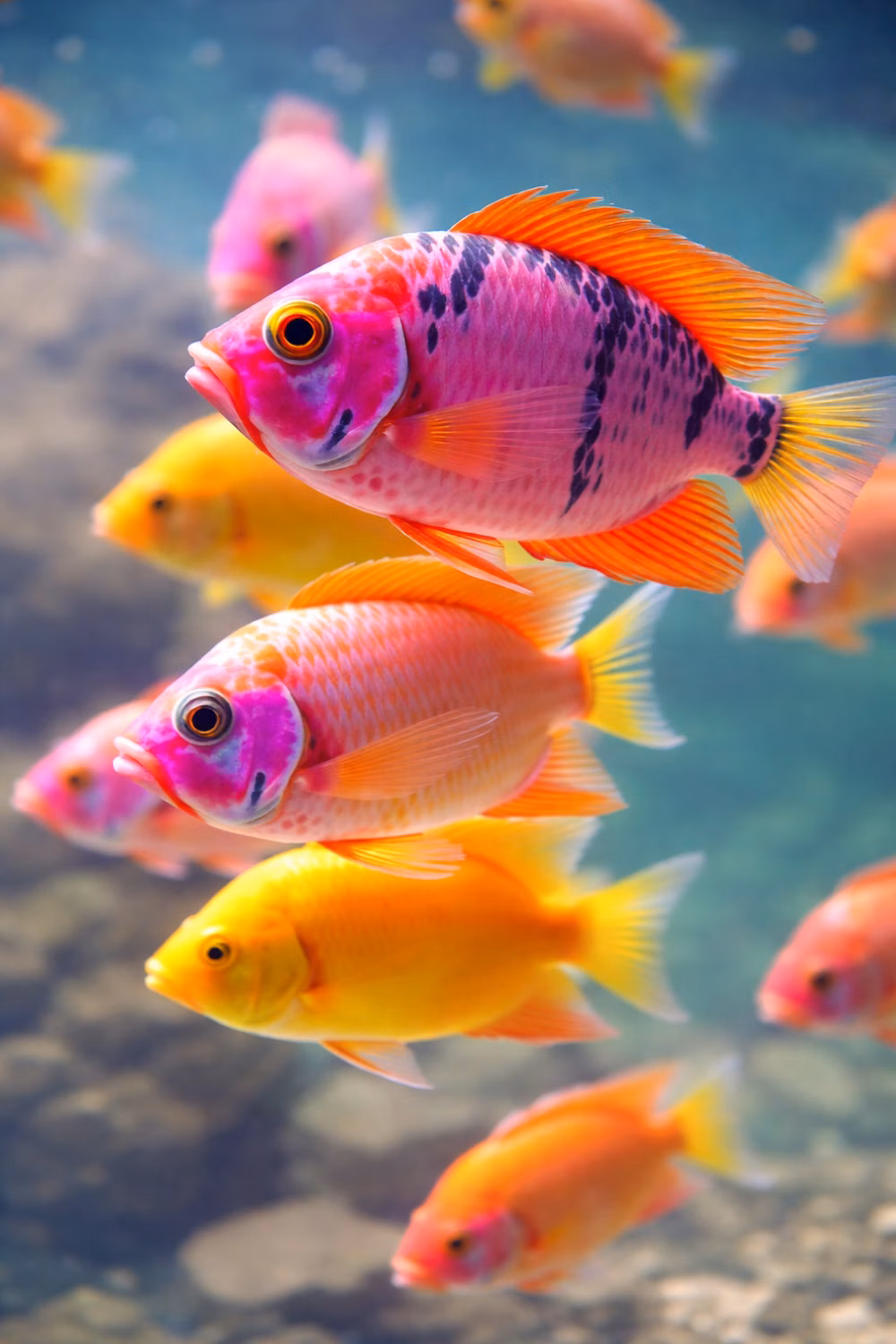 colorful tropical fish clear water photograph - Beautiful colorful tropical fish swimming in crystal clear water creating a vibrant underwater scene. The bright pink, orange, and yellow fish make this aquarium view look stunning and peaceful. Perfect inspiration for ocean lovers, aquarium decor ideas, and nature photography. #tropicalfish #aquariumfish #colorfulfish #underwaterworld #sealife #aquariumlife #fishphotography #oceanvibes #naturebeauty #aquariuminspiration #marineanimals #underwaterphotography #naturelovers #pinterestnature
