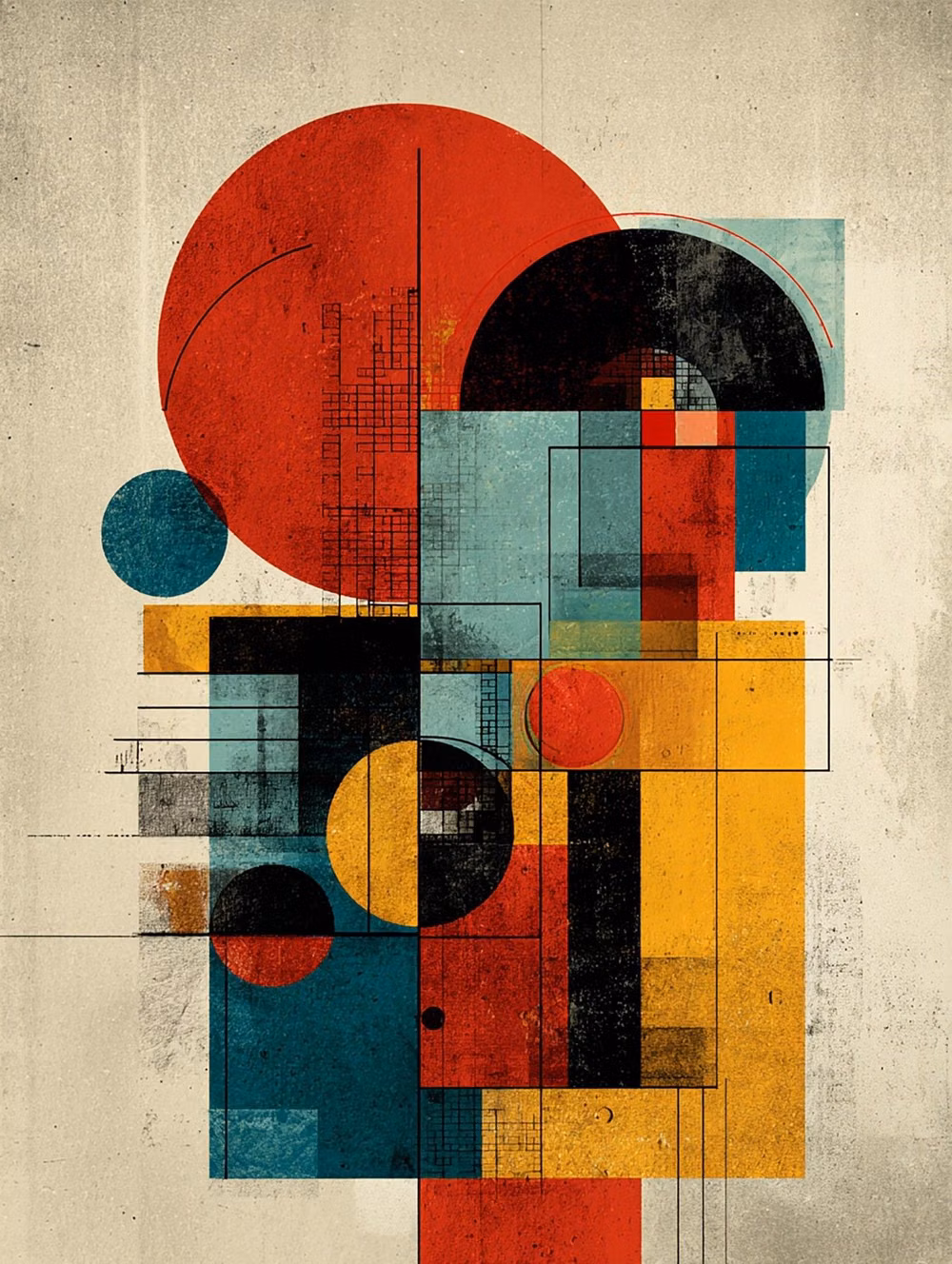 Geometric Abstract aesthetic - Modern Geometric Abstract Wall Art – Bauhaus Style Retro Print Bold and vibrant, this geometric abstract wall art channels classic Bauhaus design with a modern twist. Featuring intersecting circles, squares, and lines in red, yellow, teal, and black tones, this high-impact print brings structure and color to any space. Ideal for contemporary homes, creative studios, or minimalist interiors. #geometric #abstract #bauhaus #retro #modern #minimalism #colorblock #shapes #lines #artprint #WallAr...