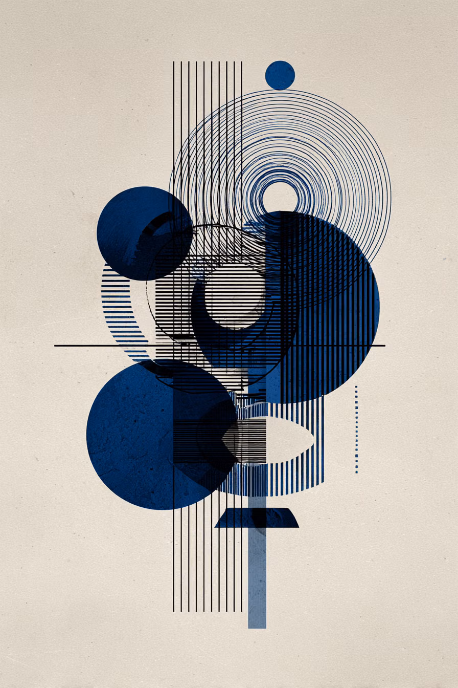 Geometric Abstract aesthetic - Minimalist geometric abstract design overlapping circular and semi-circular forms
