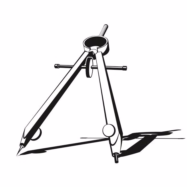 compass ruler geometry tools overhead photograph - compass