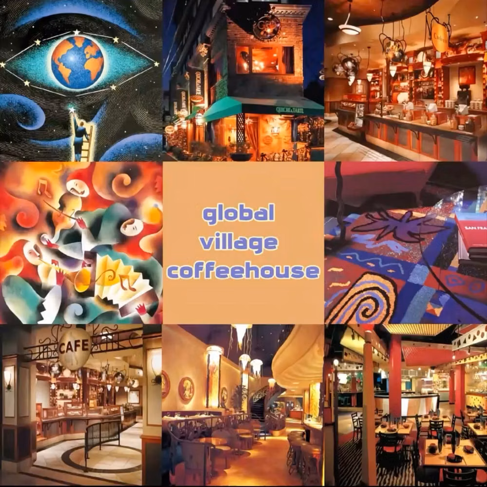 Global Village Coffeehouse aesthetic -
