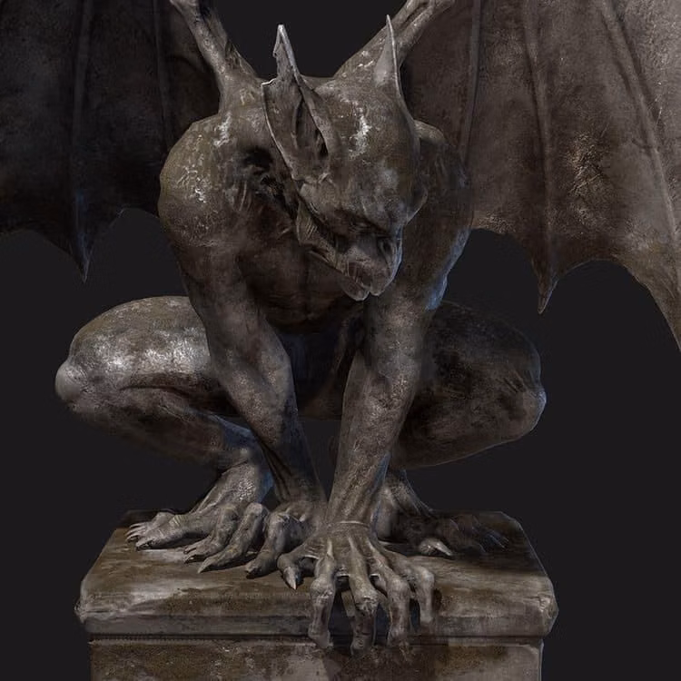 weathered stone gargoyle close up photograph -