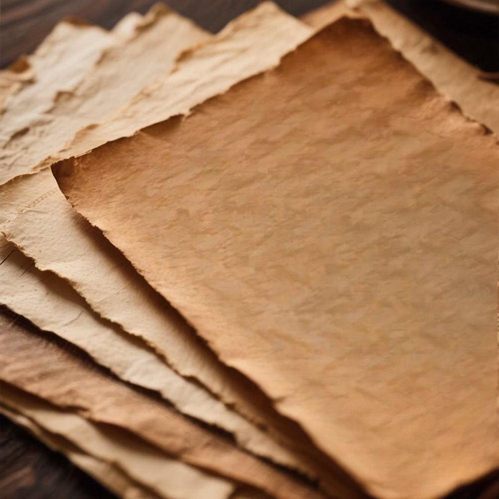 aged parchment fibers manuscript close up photograph - 