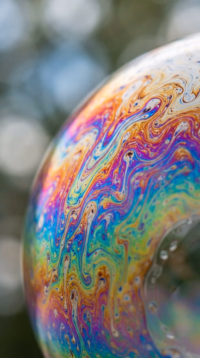 soap bubble iridescence macro photograph -