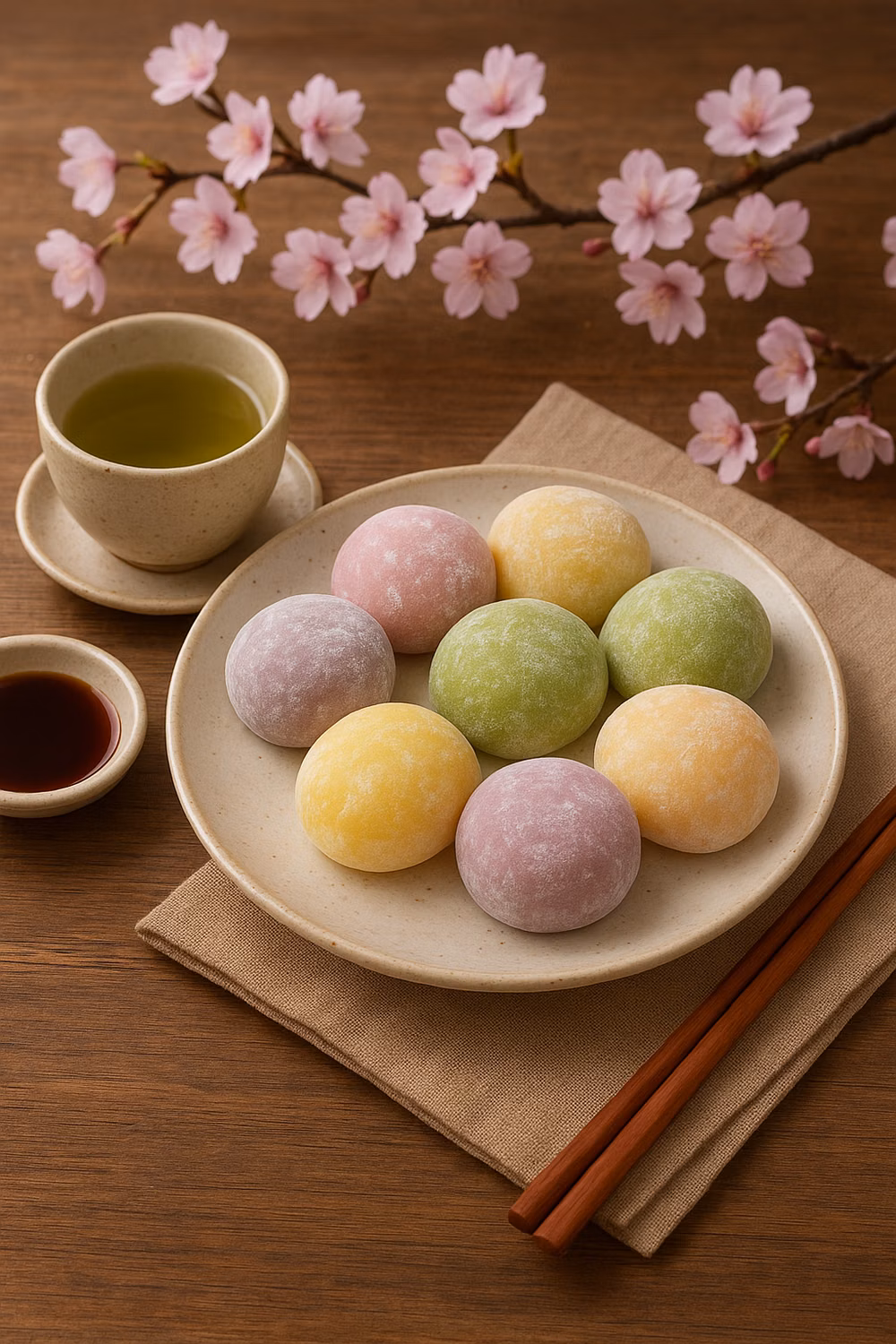 pastel mochi sweets overhead photograph - A vibrant selection of traditional Japanese mochi, crafted in soft pastel colors and served in an elegant, authentic setting. Chewy, delicate, and perfectly sweet — the ideal treat to enjoy with a warm cup of green tea. Inspired by the harmony and beauty of Japanese culture. #JapaneseMochi #MochiLovers #MochiDessert #JapaneseSweets #AuthenticJapan #PastelTreats #FoodAesthetic #DessertPhotography #SweetMoments #AsianDesserts #MatchaAndMochi #TeaTimeTreats #ColorfulDesserts