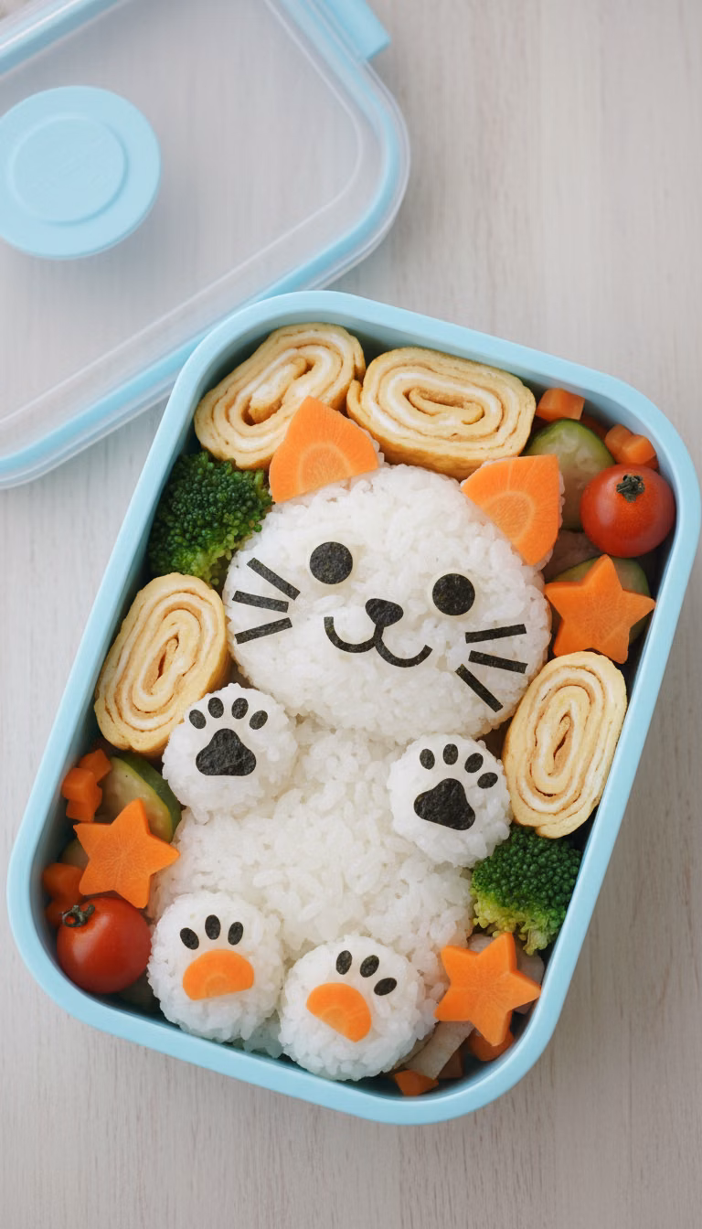 cute character bento lunch photograph - 