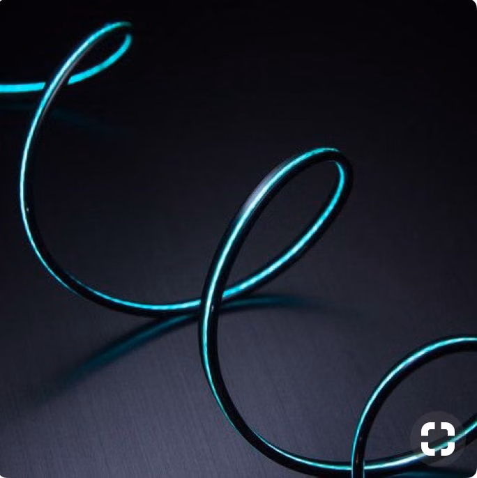 electroluminescent wire glowing macro photograph -