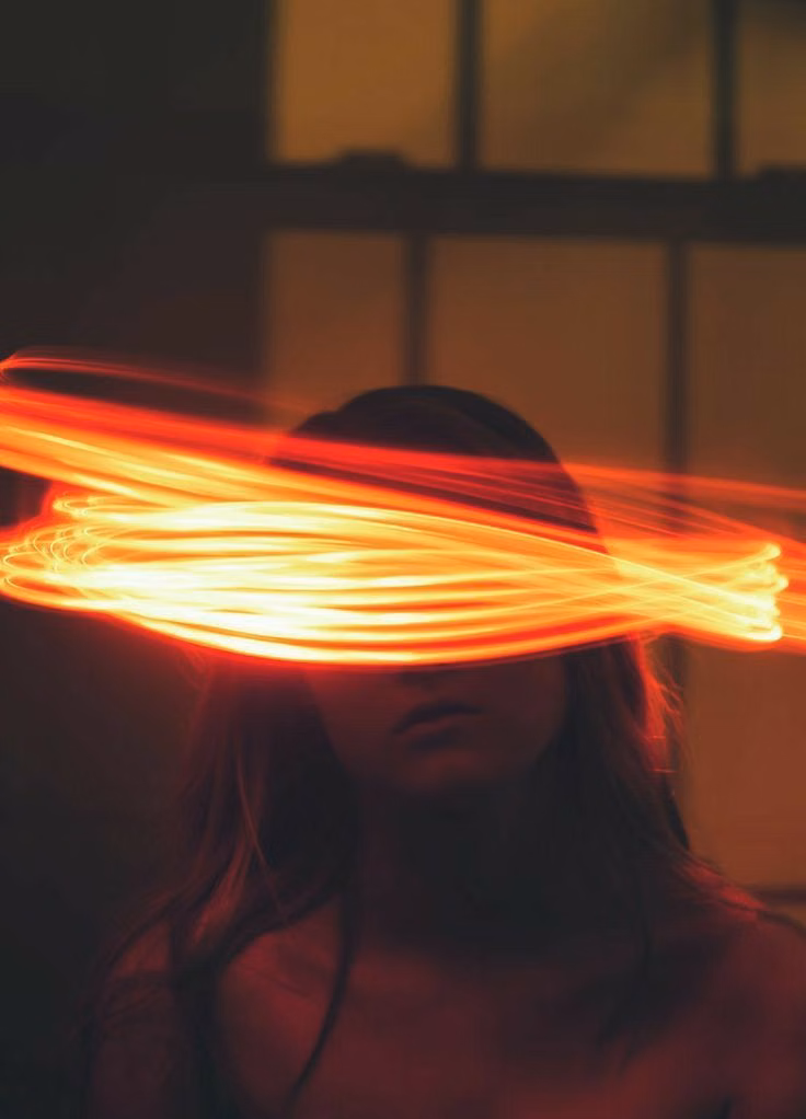electroluminescent wire glowing macro photograph -