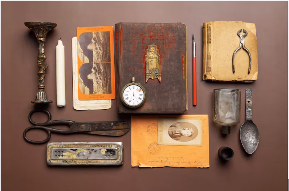 eclectic antique objects collection photograph -