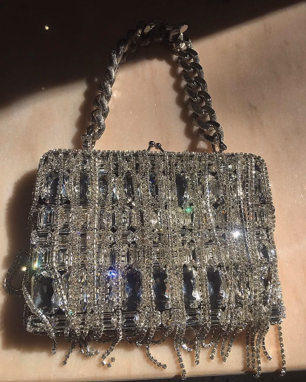 rhinestone handbag early 2000s photograph - @machandmach SS19 Collection Swarovski crystalized bag