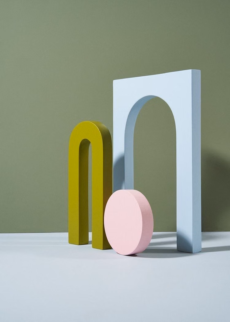 colorful geometric plastic objects studio photograph - 