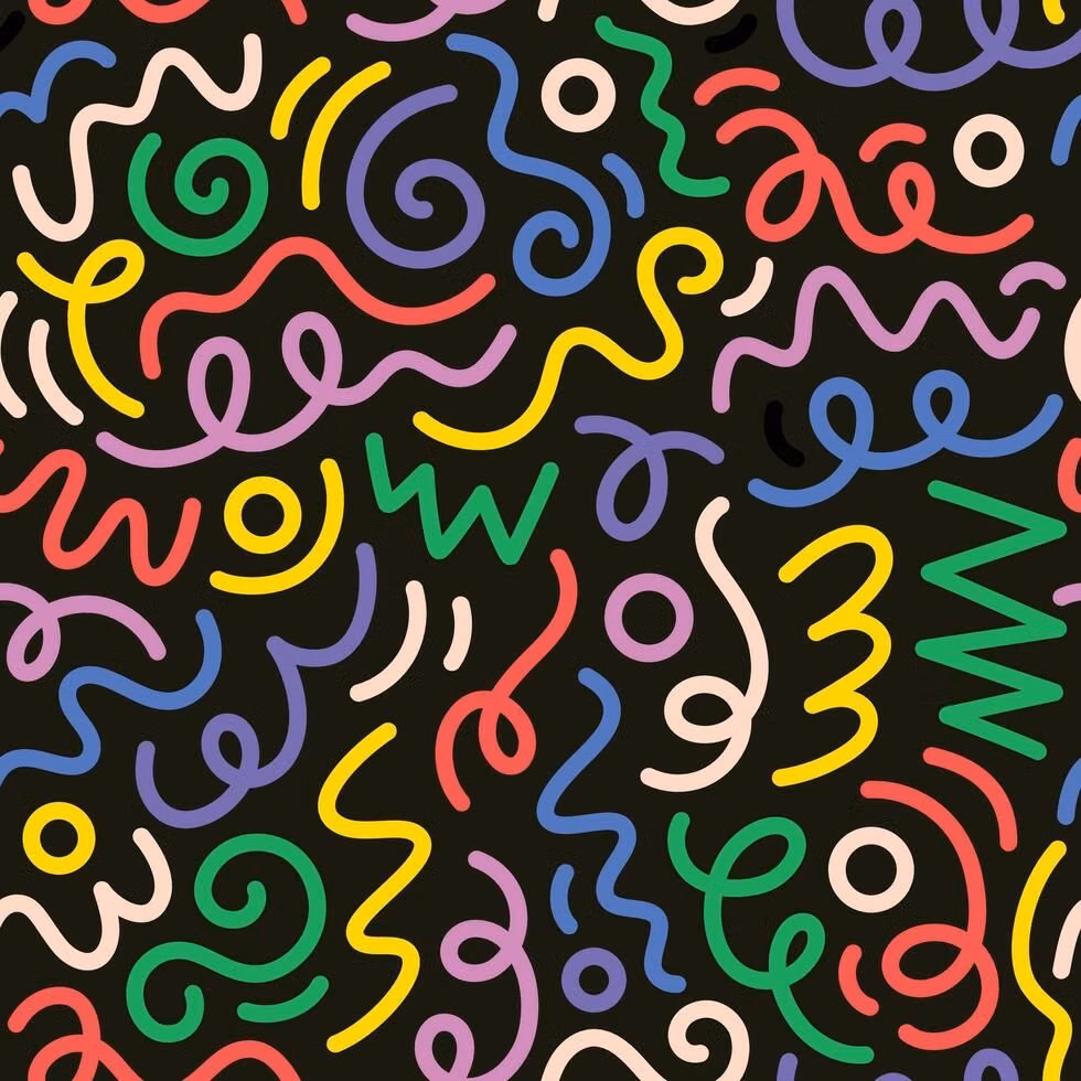 colorful squiggle laminate pattern close up -