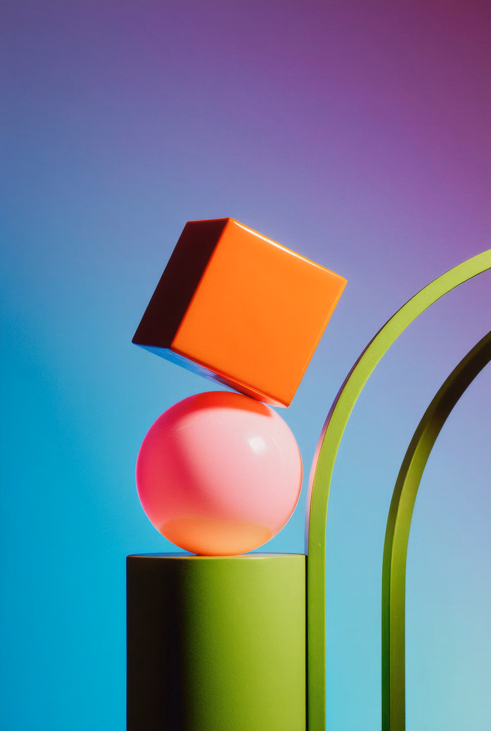 colorful geometric plastic objects studio photograph - 