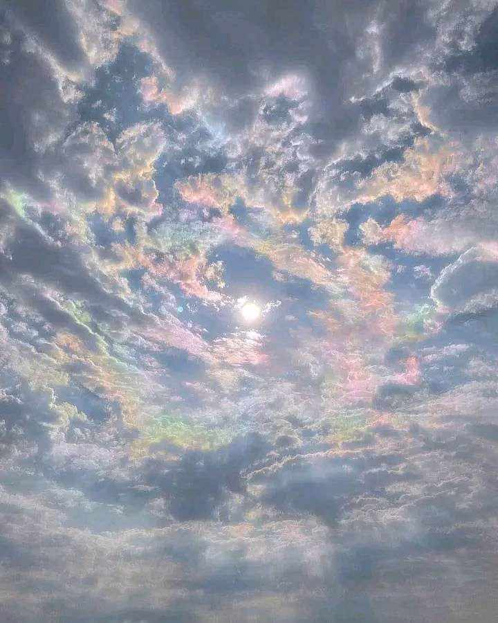 iridescent sunset clouds soft photograph -