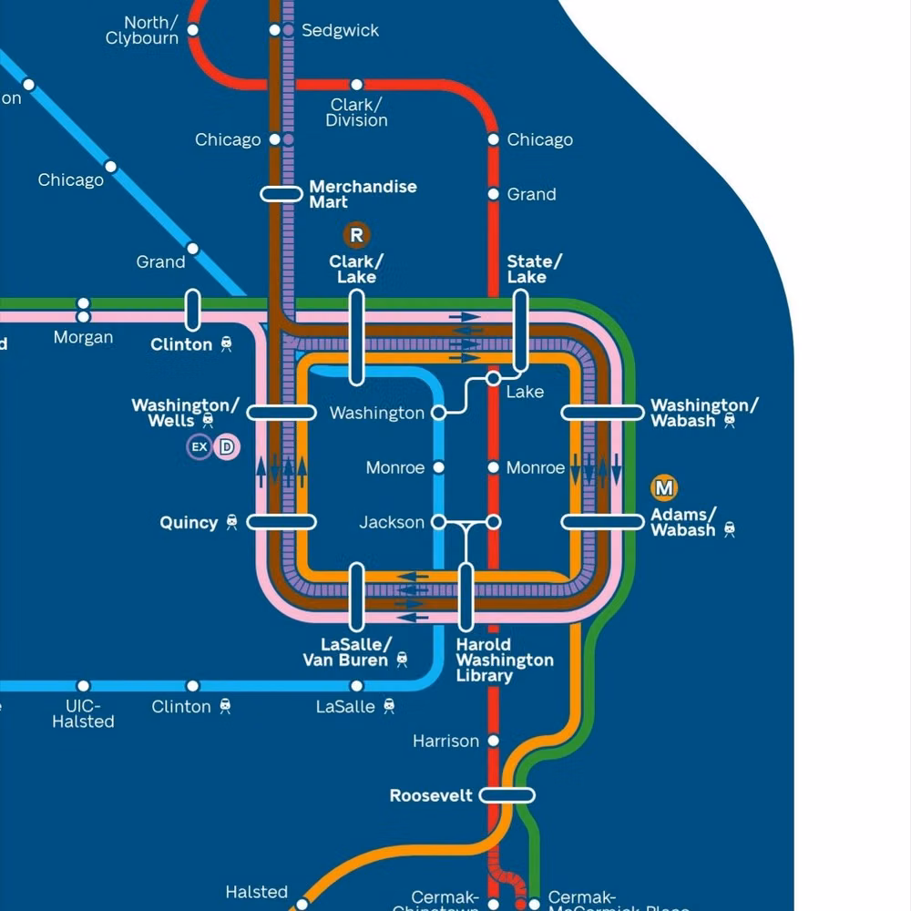 modern subway transit map station photograph - Chicago Subway Loop Transit | Concept (c) Chris Smere