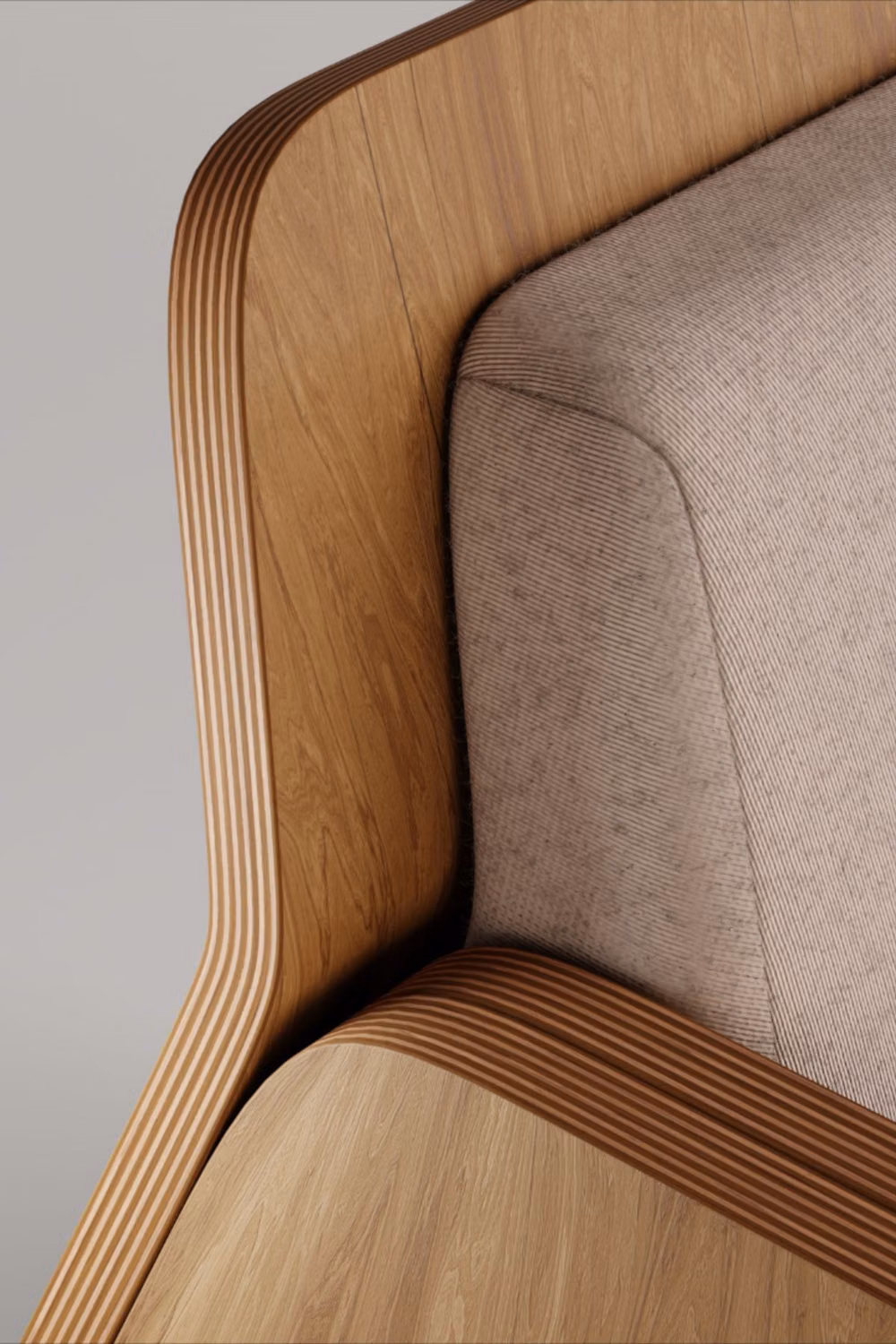 molded plywood lounge chair detail photograph -