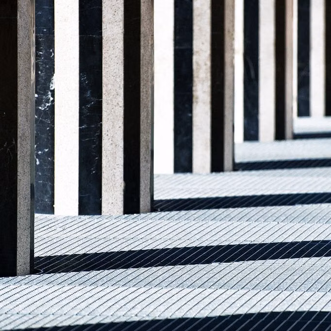 black white striped architectural shadow photograph - Black and White