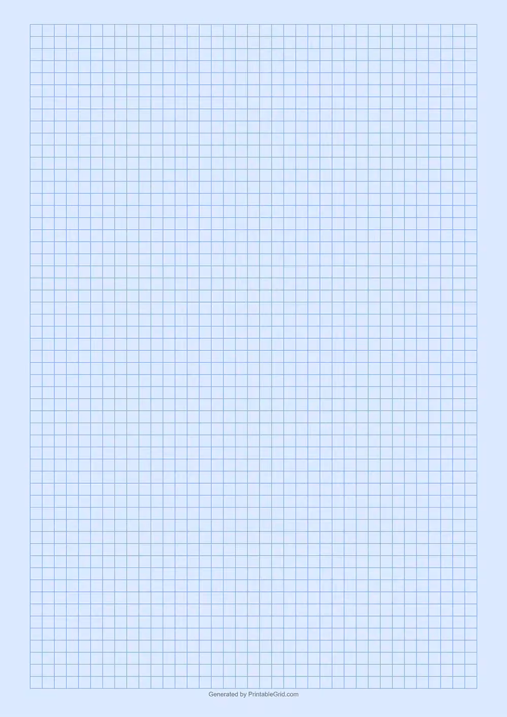 blue graph paper grid close up photograph - Soft blueprint-tint graph paper — pale blue background, bright blue 5mm grid, A4 portrait. Free PDF download, no sign-up. Great for light technical sketches and student work. Pick your own colors, grid size & paper format — free at printablegrid.com