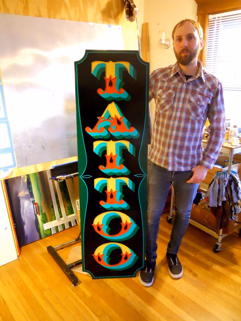 bold black outline hand painted sign photograph - beautiful hand painted sign