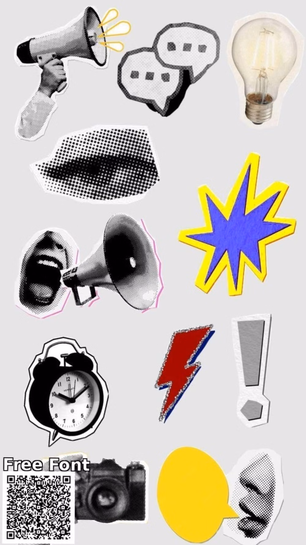 bold comic sticker sheet close up photograph -