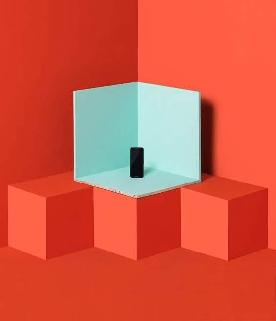 bright foam geometric blocks studio photograph -