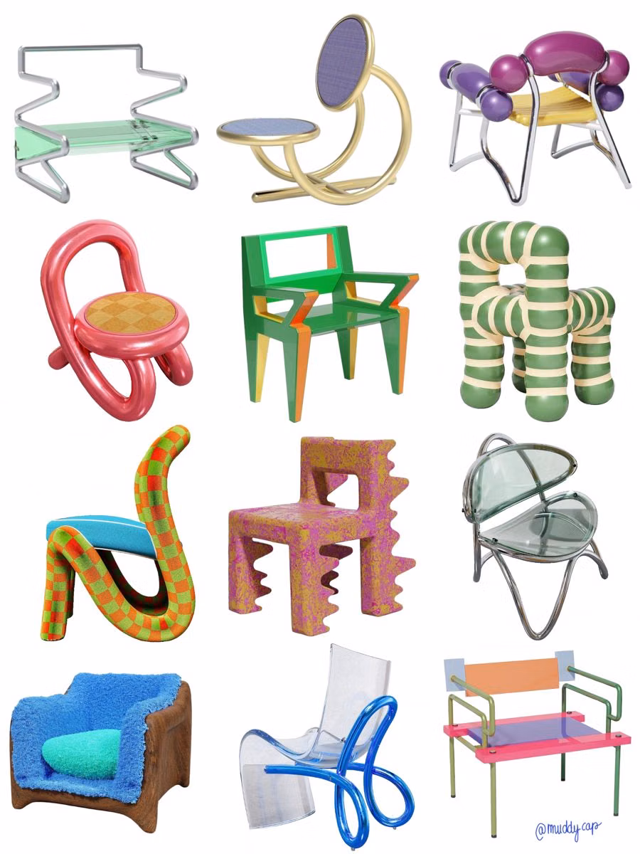 playful postmodern sculptural furniture photograph - 