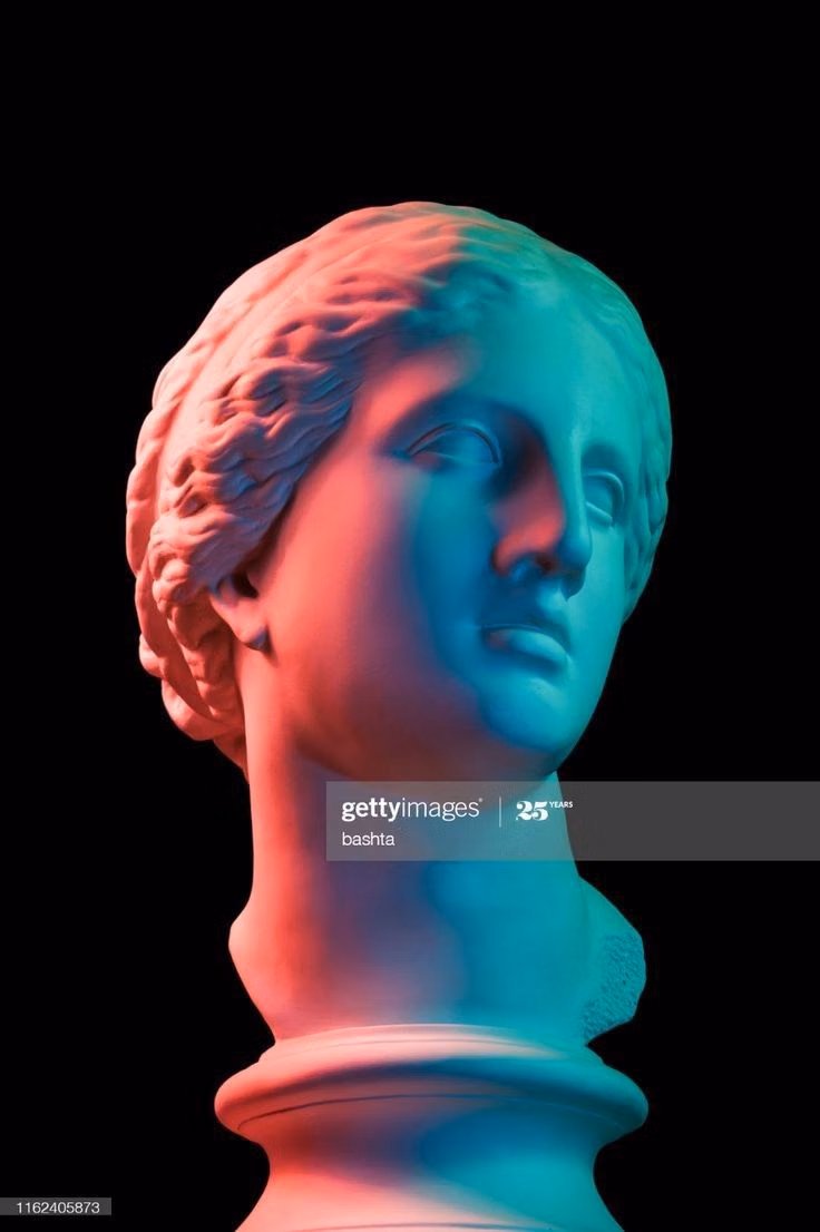 classical bust neon light photograph - 