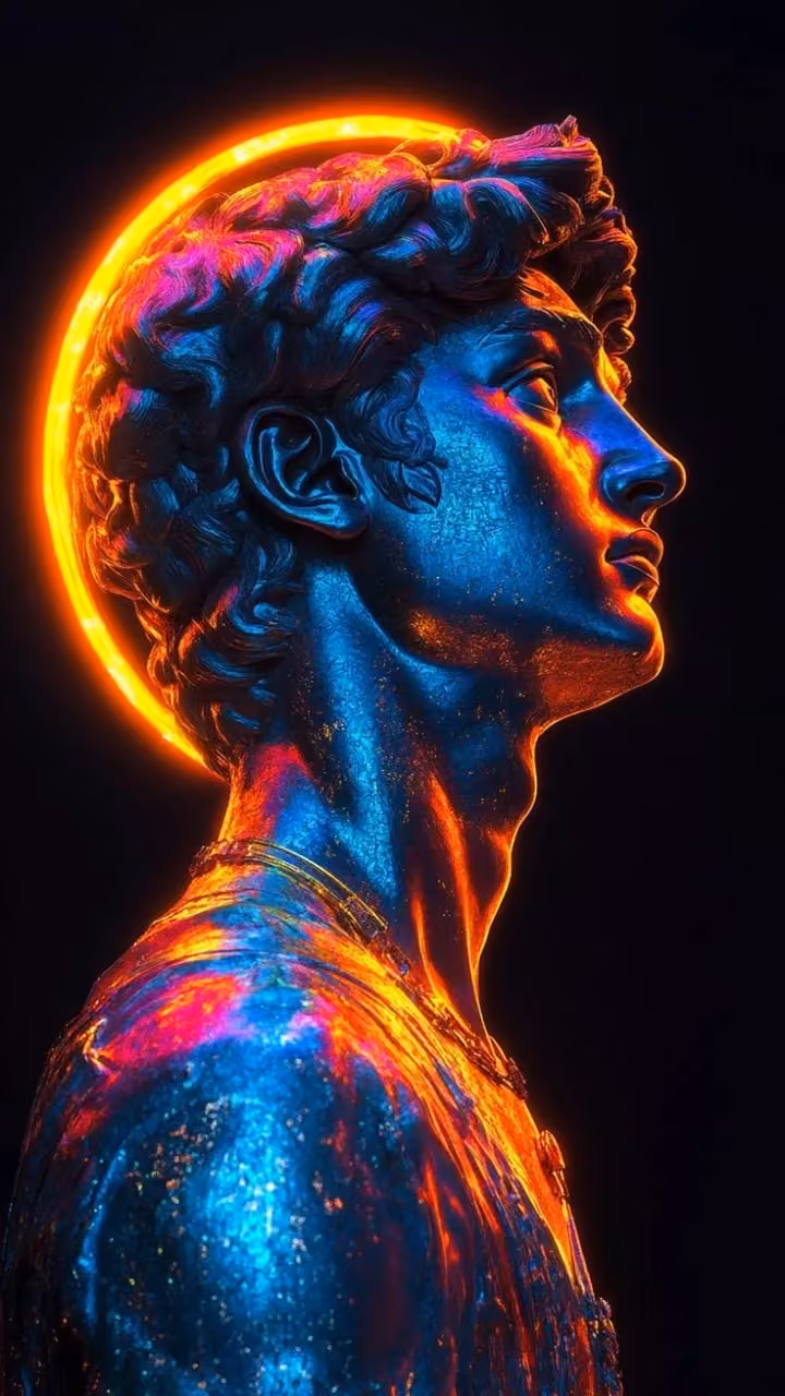 classical bust neon light photograph - 