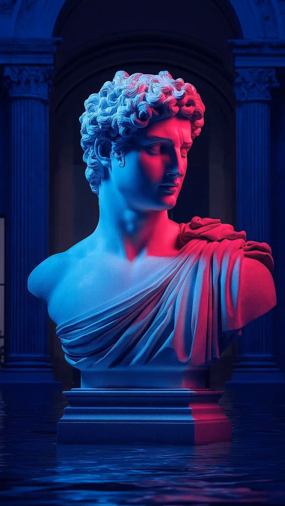 classical bust neon light photograph - 